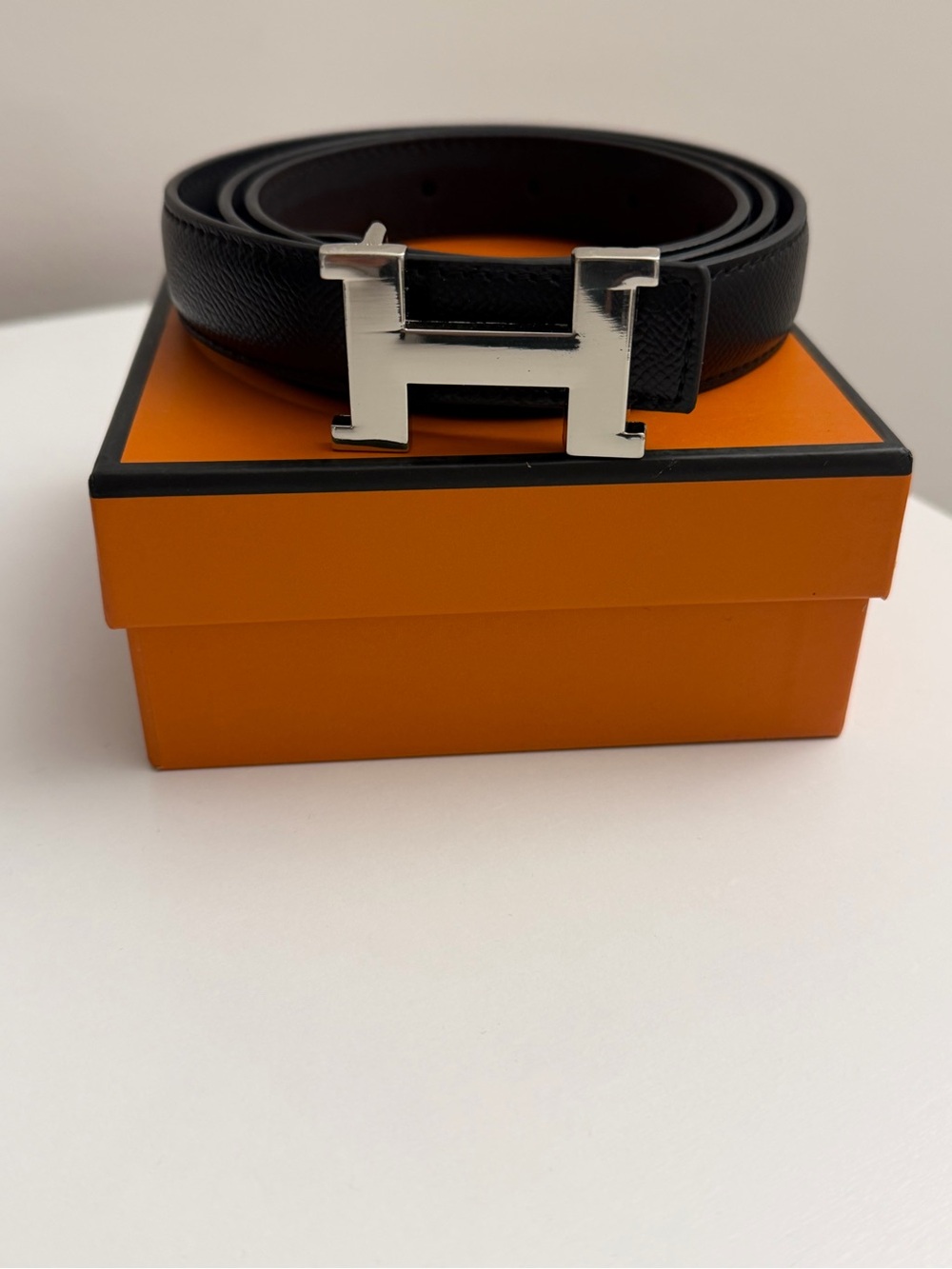 Hermès Reversible Black Leather Belt
